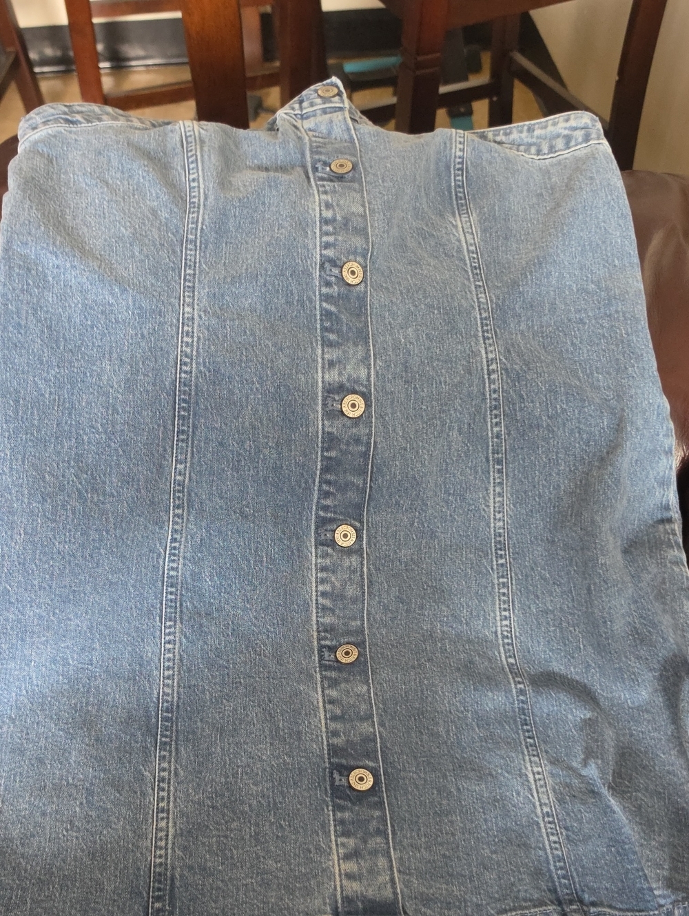 Abercrombie & Fitch Light Blue Button-Front Denim Mini Dress